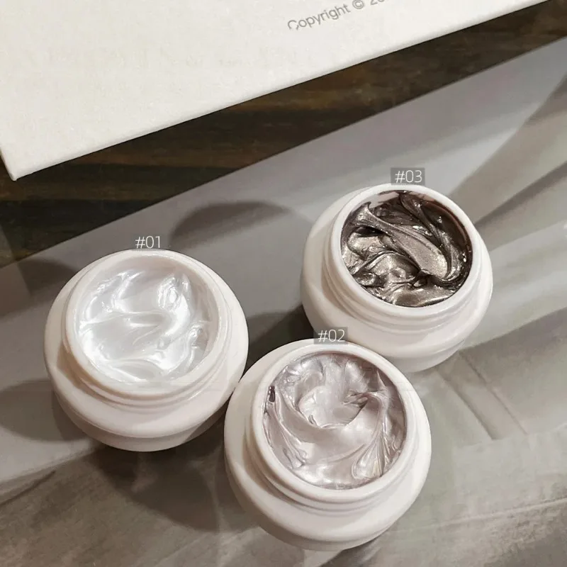 3 Colors No Wipe Pearl Cream Nail Sculpting Gel  Textured Nail Art Docerarion DIY Salon Nail Cream for 3D Chrome Powder Manicure