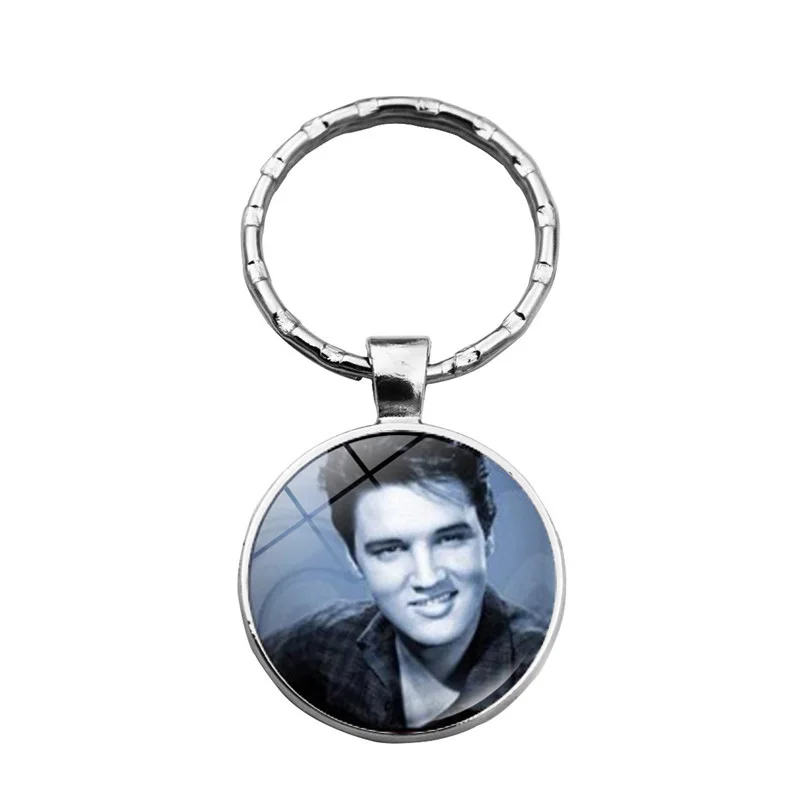 Porte-clés avec pendentif cabochon en verre pour homme et femme, porte-clés  Elvis, chanteur de musique pop, affiche d'art star, porte-clés de voiture,  cadeau GérGift - AliExpress