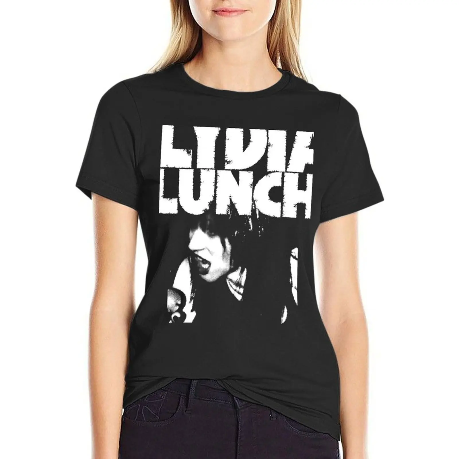 

post punk no wave lunch T-shirt summer top tops tshirts woman