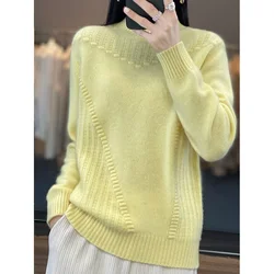 New Jacquard 100 Cashmere Sweater Women's Half Turtleneck Thickened Bottoming Sweater Loose Pullover Knitted Sweater Spring