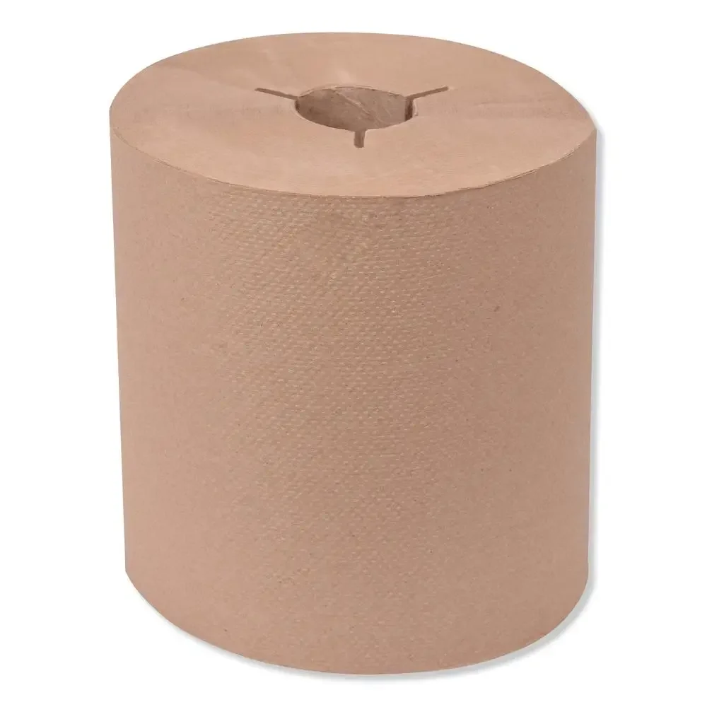 Natural Recycled Hand Towel Roll Notched 8" x 1000 ft Eco-Friendly Cleaning Towels 6 Rolls/Carton High Capacity EPA Compliant