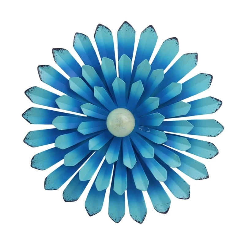 H7ED Metall-Blumen-Wandkunst-Dekoration, mehrfarbiges Eisen-Sonnenblumen-Wandbehang-Ornament – Detail 8