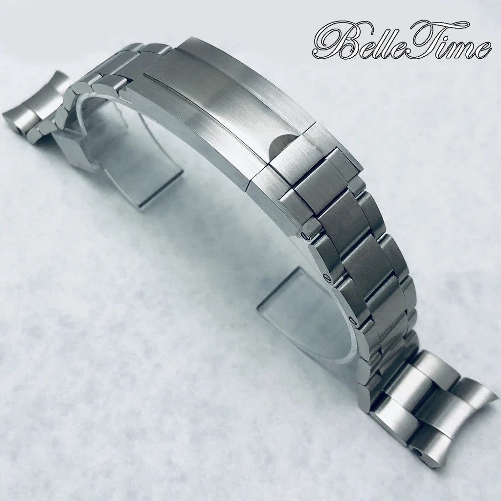 Premium 904L Stainless Steel Brushed & Polished Strap with Glide Lock Clasp, 20mm Width