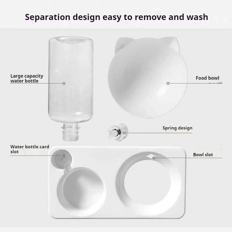 Double Dog Cat Bowls Water and Food Bowl Tilted 15 Degrees Raised with Automatic Water Bottle Pet Feeder