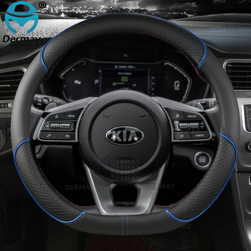 Steering wheel cover PU Leather Car Steering Wheel Cover for Kia Ceed Sportage Picanto Cerato Seltos Soul Rio 3 4 5