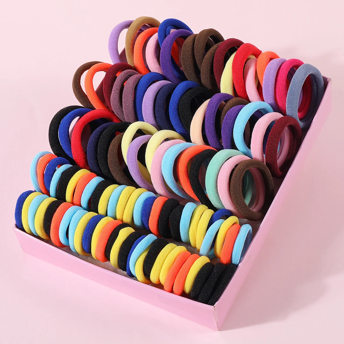 100Pcs Girls Elastic Hair Bands 4CM Colorful Hair Ties