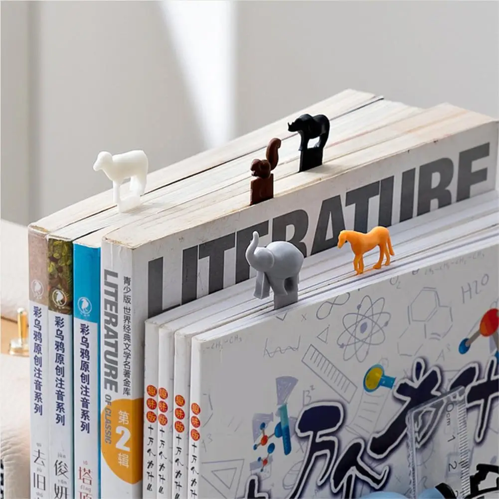 Animal Shaped Bookmark Cute Rubber Book Paging Markers Fun Animal Bookmarks for Kids Students Portable Reading Progress Locator
