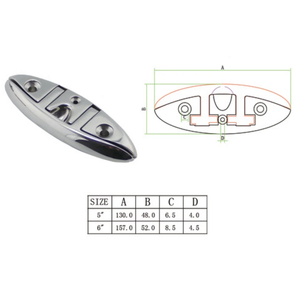 2PCS Folding Cleats 316 Stainless Steel Pull Filp Up Folding Cleat 5 inch 6 inch Manufactures Heavy Duty Marine Hardware Boat
