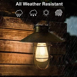 Creative Iron Outdoor Solar Hanging Lanterns Vintage Solar Garden Light with Warm LED Bulbs for Garden Yard Patio Pathway