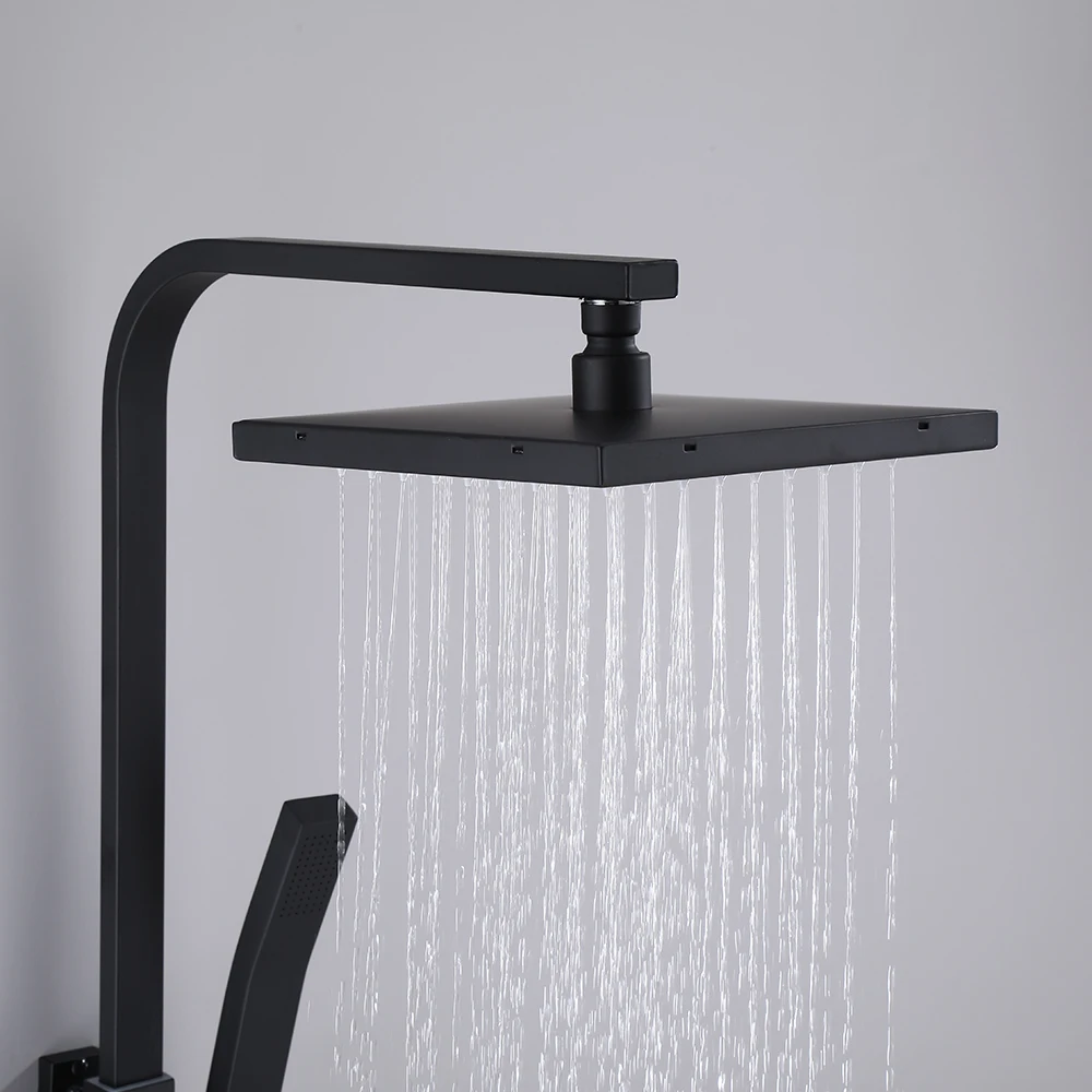 Black Display Thermostatic Shower Faucet Set Brass Multi-Function Can Extend Bathroom Bathtub Tap