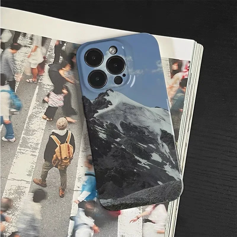 Elegant Blue Snow Mountain Acrylic Phone Case