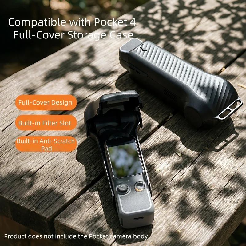 DJI Pocket 4/3 호환 보호 케이스, 필터 슬롯이 있는 풀커버 쉘, 긁힘 방지 PC 및 실리콘 소재