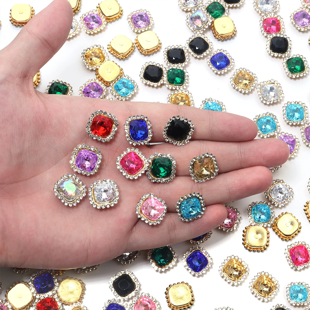 20 Stücke Farbe Quadrat Nähen Strass Kleidung Kristalle Klaue Perlen Knopf für DIY Handwerk Kleidungsstück Dekor Schmuck Hause Nähen liefert – Detail 10