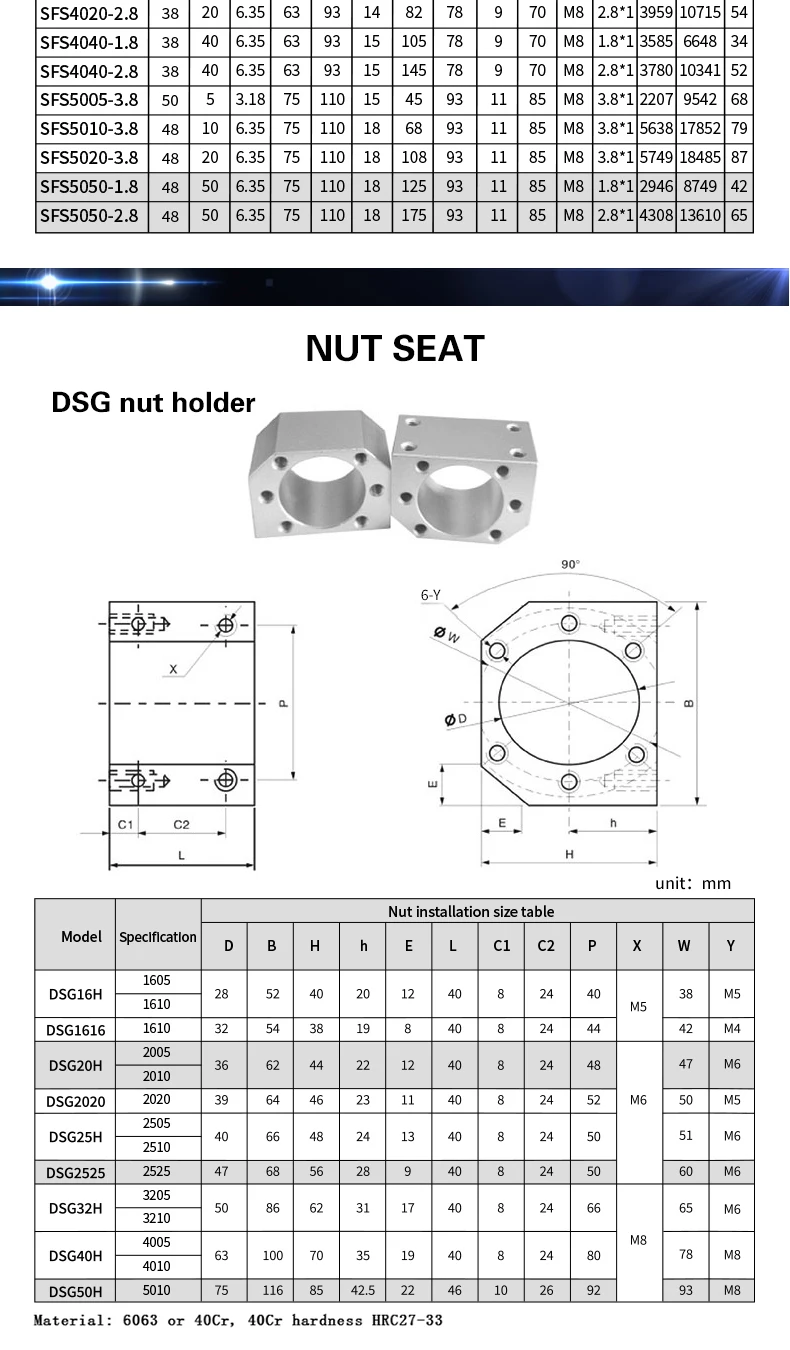 Parafuso de esferas laminado com único Ballnut