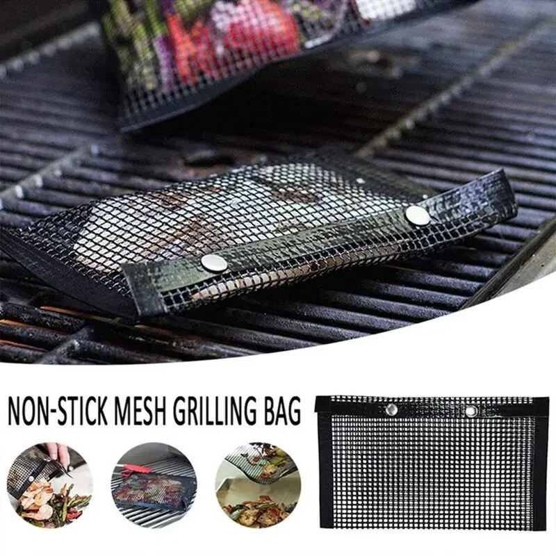 Reusable Non-stick BBQ Grill Mesh Bag Barbecue Baking Isolation Pad Outdoor Picnic Camping Kitchen Tools Barbeque Accessories barbecue grill mesh