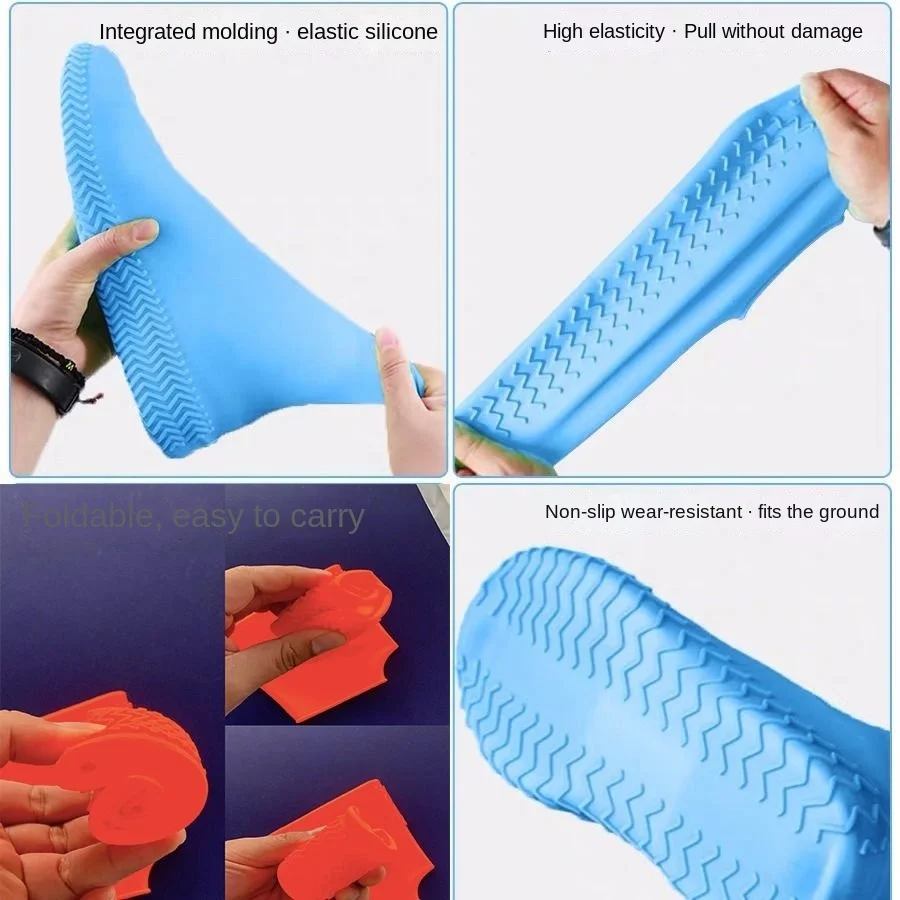Rain Boots Cover Silicone Waterproof Shoe Cover Children Rainy Day Outdoor High Tube Thickened Non-slip