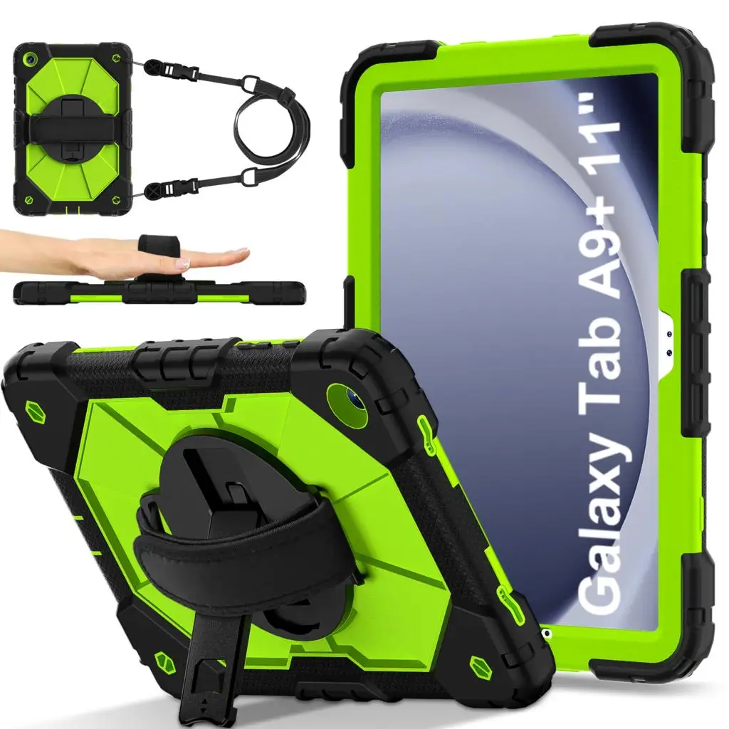 Ultra-Durable Rotating Hand Strap Case with 360 Stand for Samsung Tab A9 Series