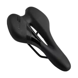 Hollow MTB Road Bike Saddle - Comfortable PU Leather Shockproof Cushion for Men and Women (Black)