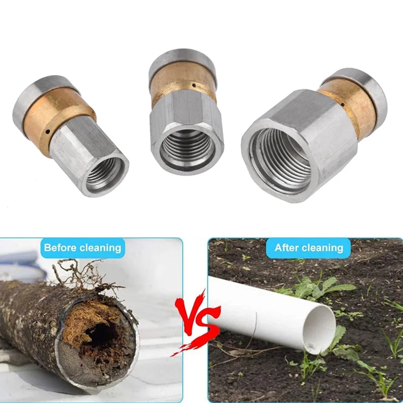 Ferret Pipeline Pipe Cleaning Cable Stainless SteelRotaryDrainBlasterCleaningSpoiler Sewer Cleaners Nozzle High Pressure Cleaner 6