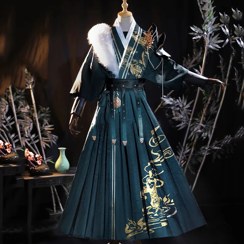 

Xiao Doujin Cosplay Costume Genshin Impact Fanart Flying-fish Traditional Chinese Python Robe Christmas Set Halloween