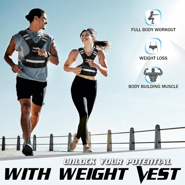 6846-8a3c41.jpg Adjustable Weighted Vest 11-32lbs with Reflective Strip, Large Weight Vest for Strength Training for Men & Women
