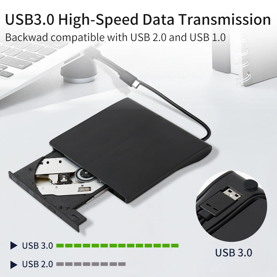 Registratore DVD portatile USB 3.0 Type-c lettore di unità esterna ultrasottile per unità Desktop portatile aumenta le prestazioni del Desktop