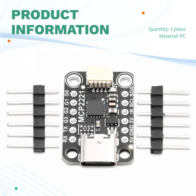 B68C MCP2221A USB to GPIO ADC I2C 인터페이스용 ADC 아날로그-디지털 변환기 모듈