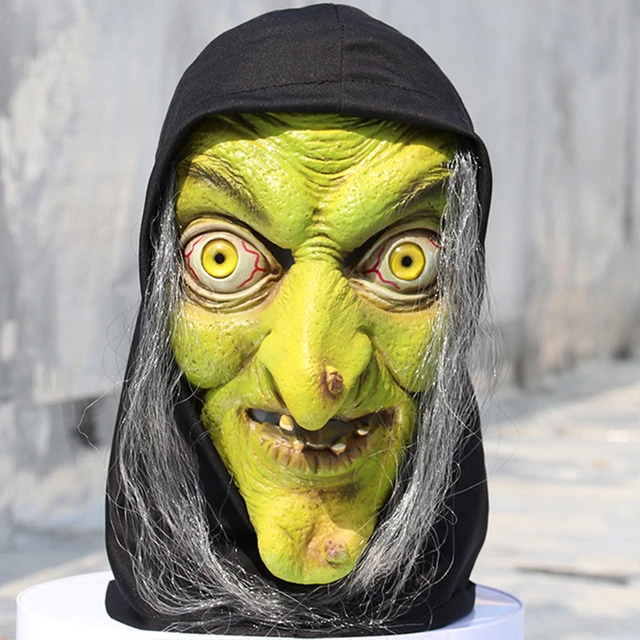Máscara de Bruxas Realista para o Halloween, Máscara de Bruxa Assustadora,  Mulher Velha com Cabelo, Látex, Festa Cosplay, Fantasia - AliExpress