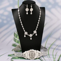 Silver Color Wedding Belt with Crystal Ceinture Femme Pour Robe Ethnic Middle Eastern Birdal Jewelry Caftan Marocain De Mariage