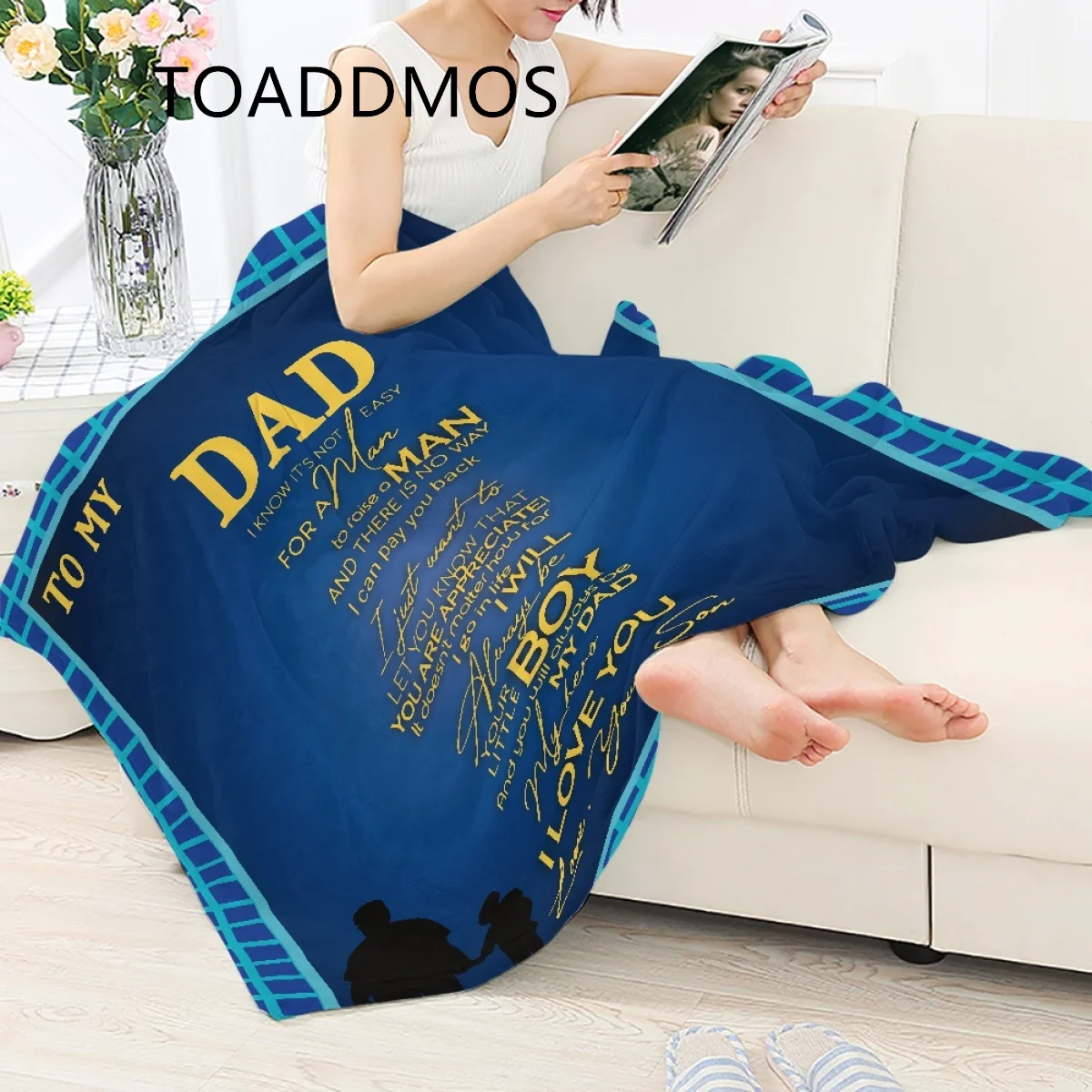 

TOADDMOS Father's Day Gift Letter to Dad Cozy Fleece Blanket I Love You Warm Home Sofa Decor Thin Quilt Office Throw Blanket New