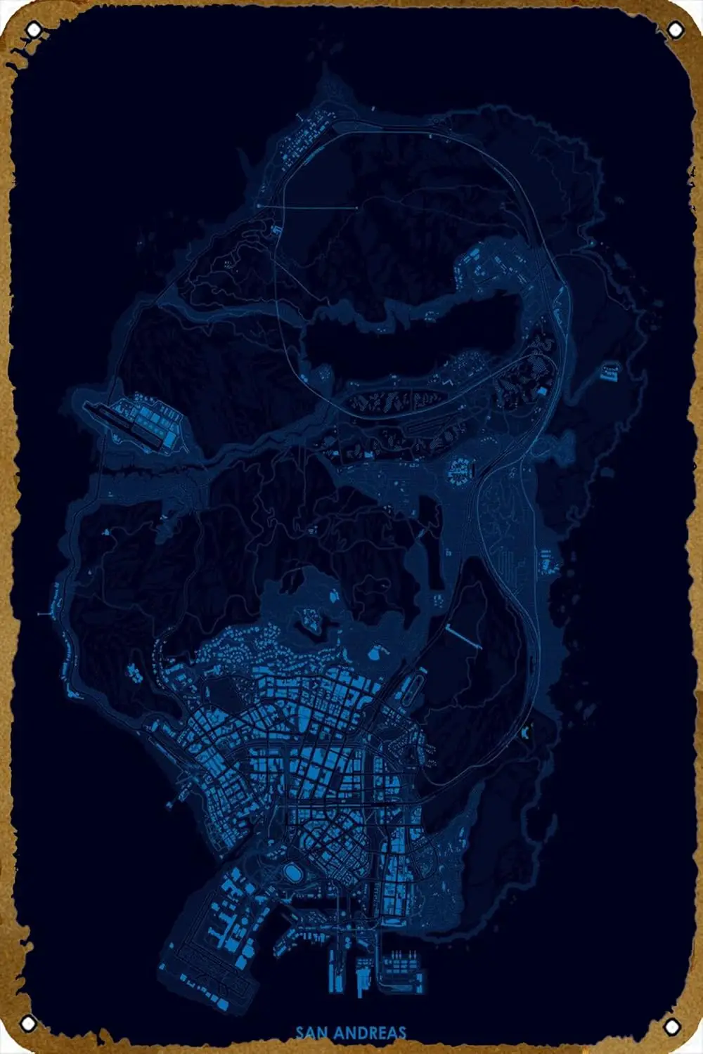 GTA V Blueprint map Poster Retro Metal Tin Vintage Sign 12 X 8 Inch Home  Bar Man Cave Wall Decor - AliExpress, image size:1000x1500