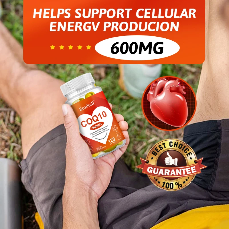 CoQ10 Supplement Supports Heart Health, Cardiovascular Health, Immune System & Cellular Energy Production, 120 Capsules