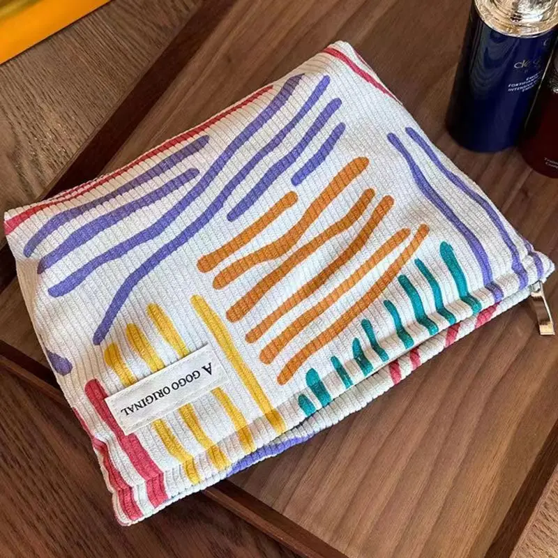 1/2pcs, 코듀로이 여성 화장품 가방 대용량 메이크업 보관 가방 여행 휴대용 주최자 지퍼 워시 가방
