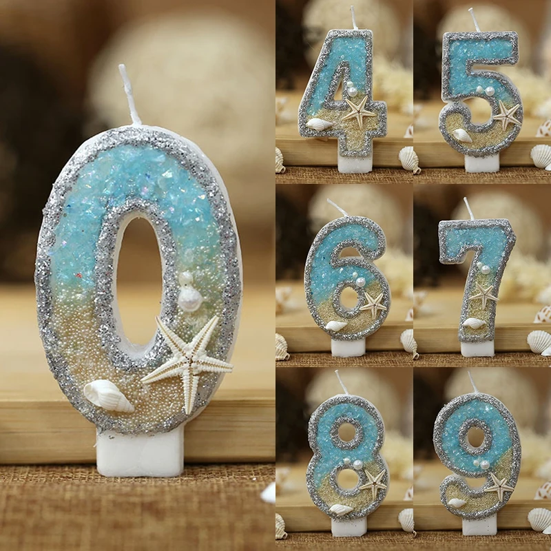 Candele di compleanno blu e bianche con fiocco di neve, numero 2, decorazioni per torta di compleanno per ragazze e ragazzi per feste e matrimoni