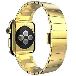 Luxurious Solid Stainless Steel Strap with Butterfly Buckle - 42 44 45 46 49 (Gold)