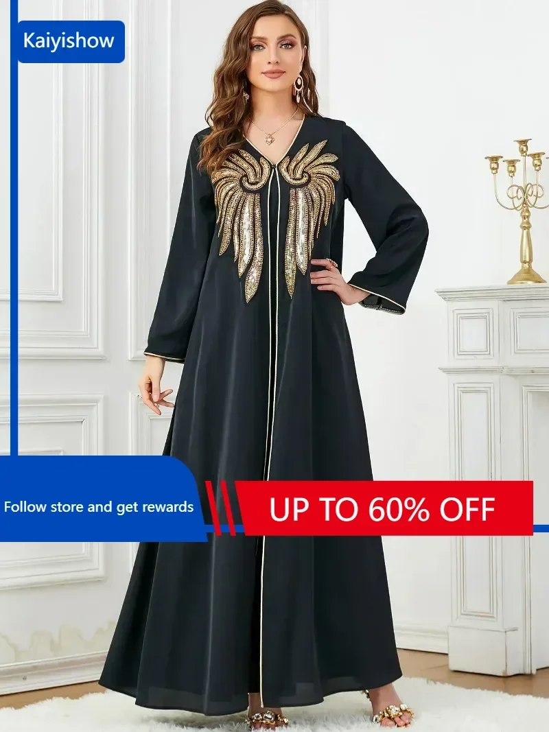 

Dubai Arab Muslim Abaya Women Party Dress 2 Piece Set Sequins Kimono Morocco Kaftan Abayas Kaftan Islamic Jubah Robe Autumn 2023