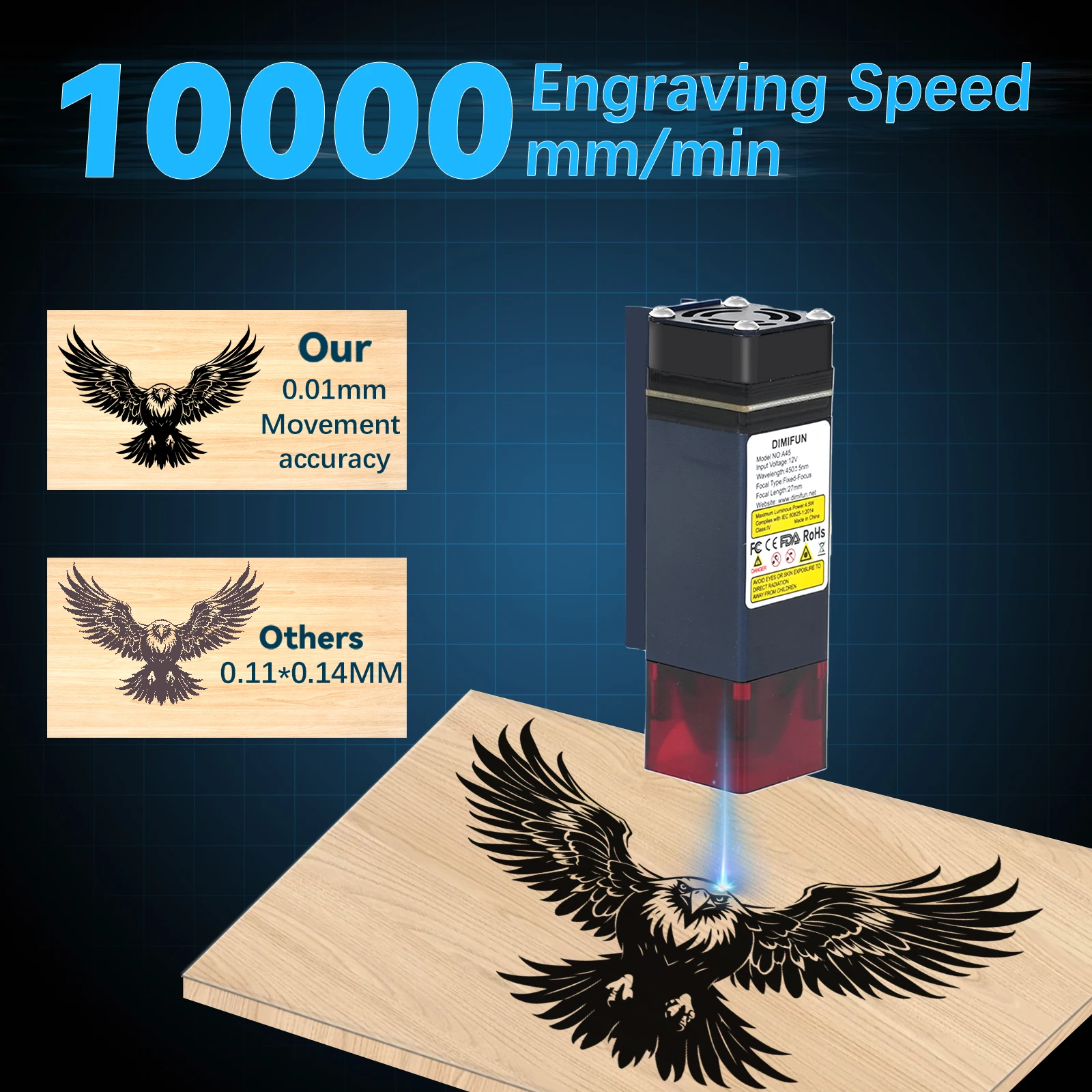 DIMIFUN Laser Engraving 2.5W High Precision Leaf Engraving 30W Electric Laser Cutting Machine LightburnGRBL CNC Wood Acrylic