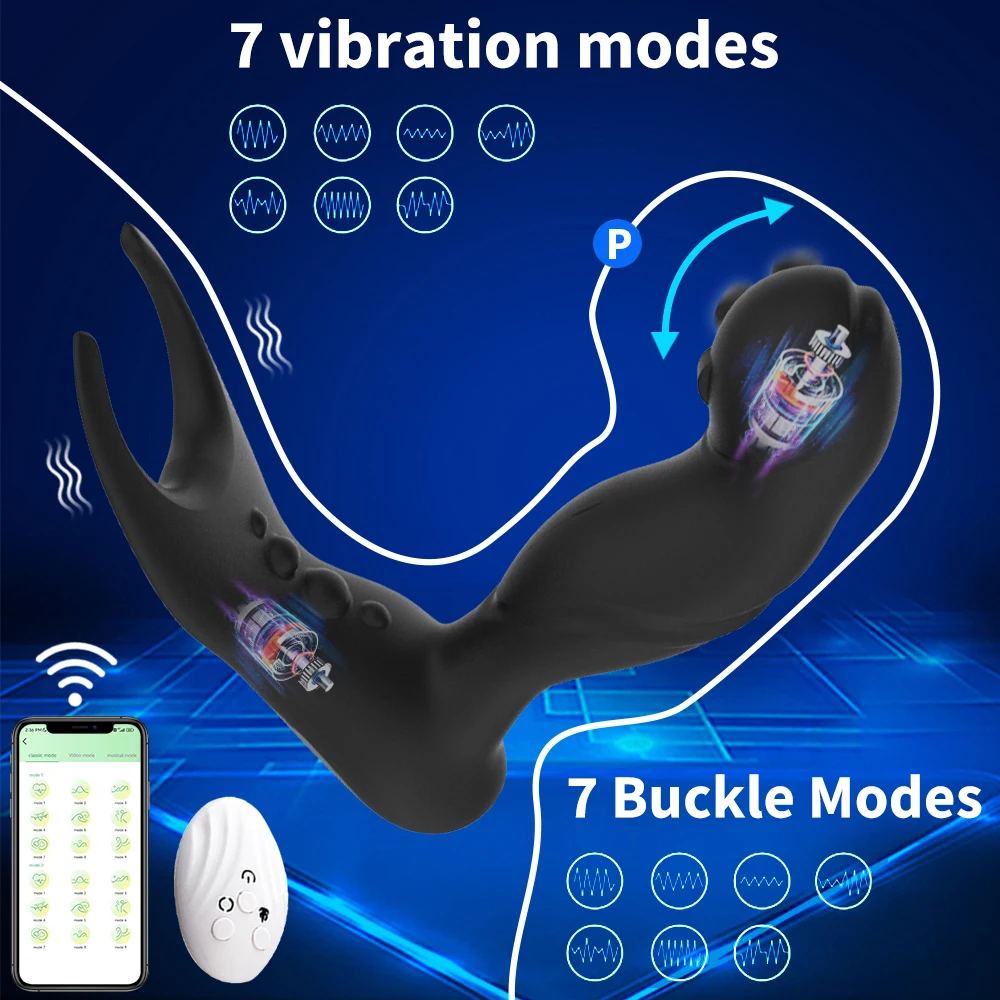 Prostata-Massage männlicher Vibrator Rotation Perlen Anal Plug Vibrator Silikon Verzögerung Ejakulation männlich Masturbat_voghion.com