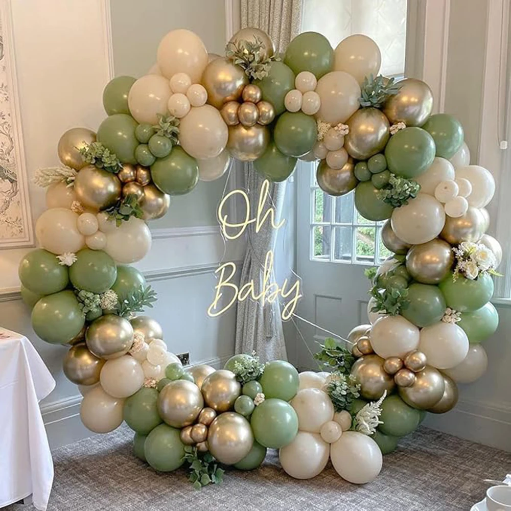 Retro Green Balloons Brown Skin Sand White Latex Helium Balloon Birthday Party Wedding Graduation Baby Shower Decor 10/20/30pcs