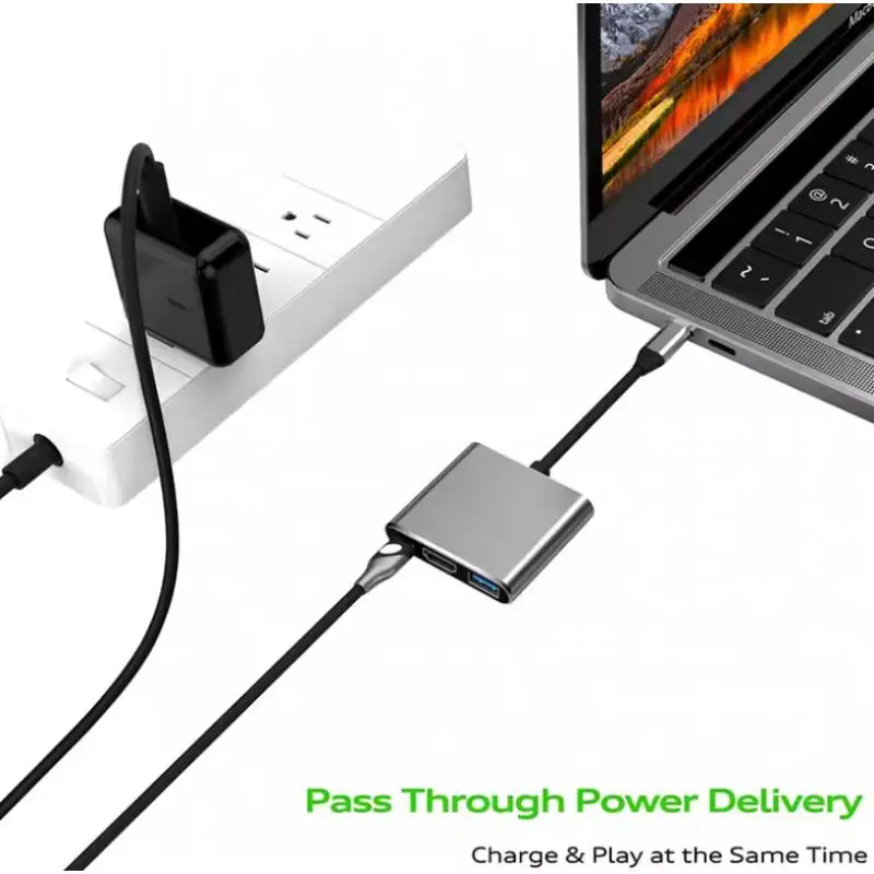 3 in 1 Docking Station Usb Hub USB C to HDMI-compatible Macbook Air Converter Type Mobile Phone Accessories Phones usb hub adapter type c docking station usb hub converter cable converter docking station