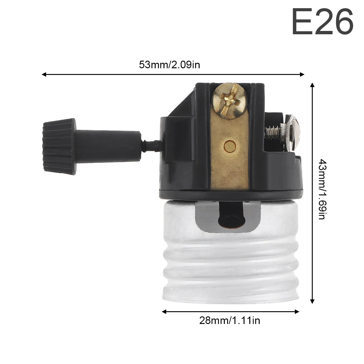 2 pces e26 soquete da lâmpada 110-250v luzes de mesa lâmpada soquete do bulbo base média substituição interior botão de volta suporte da lâmpada diy projeto