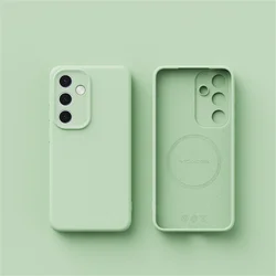 Enhanced Title:  
Premium Liquid Silicone Magnetic Candy Color Phone Case with Wireless Charging Compatibility - Samsung A55 (Grass Green)