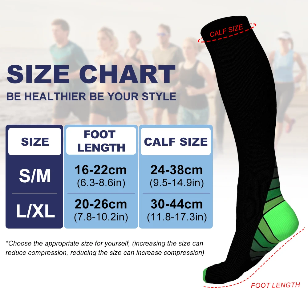 Compression Socks Sport Socks Medical Stockings Prevent Varicose Veins Pregnancy Nursing Athletic Soccer Stockings 1Pair