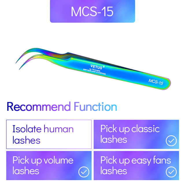 Vetus MCS All size single pack tweezers for eyelash extensions