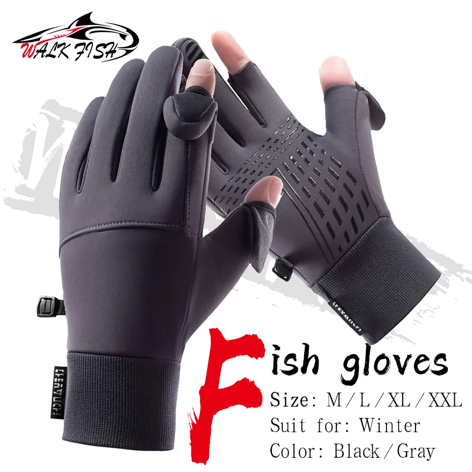 WALK FISH Winter Fishing Gloves Water Repellent Running Driving Anti-Slip Cold Weather Touchscreen Warm Bike Cycling Glove Men cycling gloves,fishing gloves
