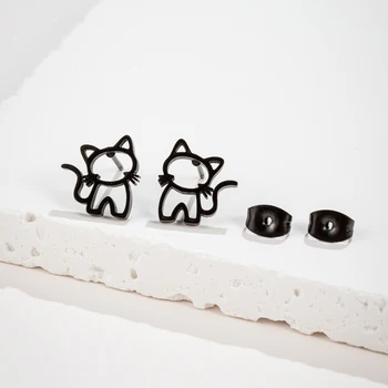 Cute Kitty Studs Earrings Stainless Steel – Cat Earrings for girls & Women