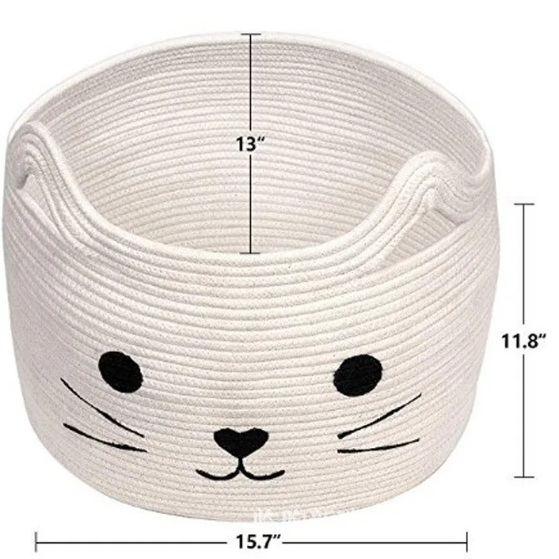 

Корзина для хранения из хлопкового шнура, корзина для хранения из хлопкового шнура, плетеная корзина с рисунком животных, несколько цветов, с принтом