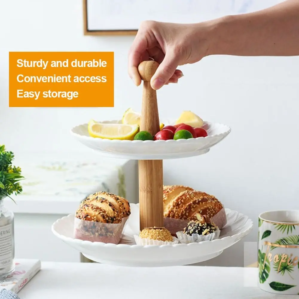 Wooden 2 Tier Cake Plate Stand for Wedding Party