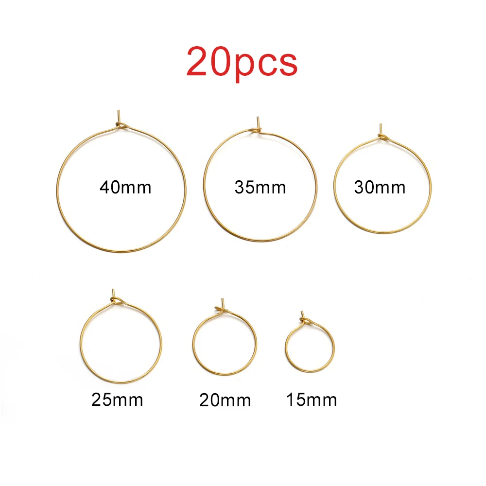 Gold Stainless Steel Large Circle Hoop Earrings - Premium DIY Jewelry Making Supplies (20 Pieces)