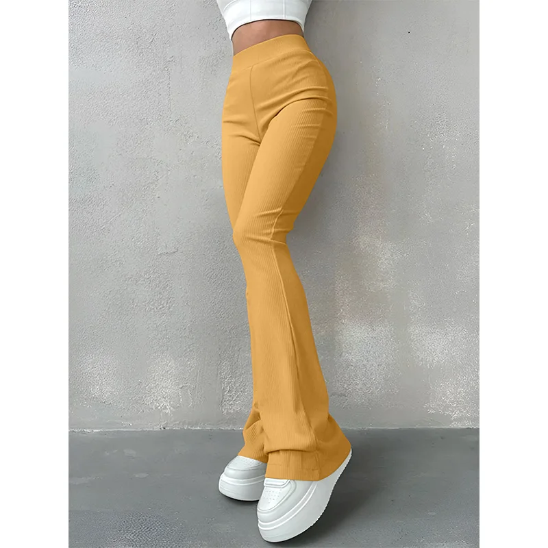 Women's Pants Solid Colour Slim High Elastic Women's Trouser Fashion Thin Female Wide-legged Trousers Street Wear All Season 3